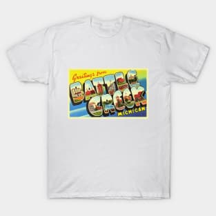 Greetings from Battle Creek Michigan, Vintage Large Letter Postcard T-Shirt